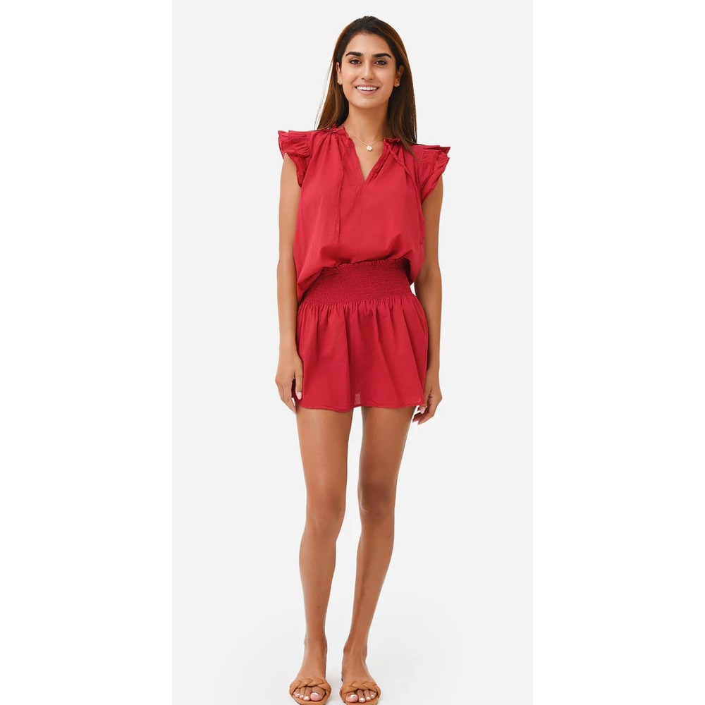 Stark X Poplin Elastic Shirring Mini Skirt Red NEW (size L)